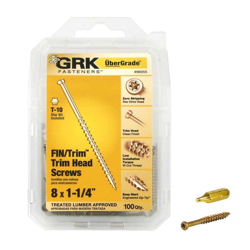 GRK Fasteners 96055 FIN/Trim #8 x 1-1/4" Screws 100CT - Image 1